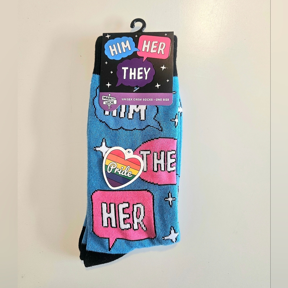 Pride Crew Socks - Blue and Pink